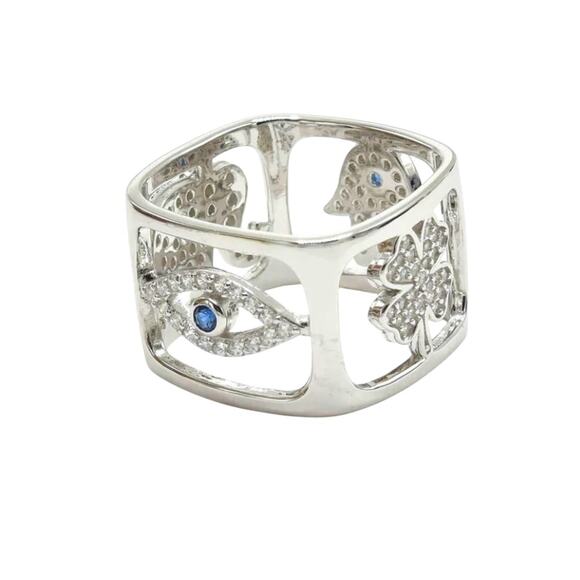 Lucky Charm Dice Ring for Her Color Silver size 10 - Picture 1 of 10
